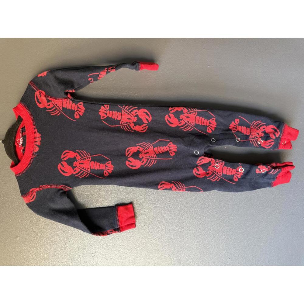 Baby Sleepwear One-Piece Pajamas with Lobster Print and Trap Door Pocket